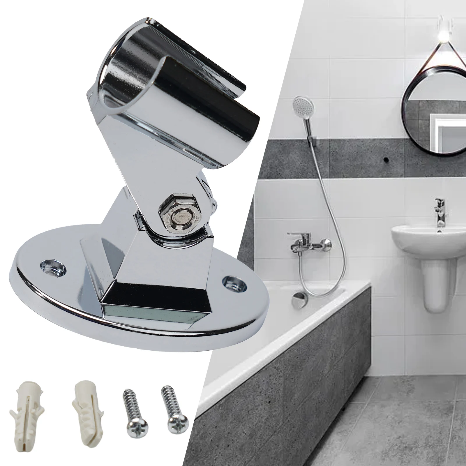 Description Picture 2 of itemShower Head Holder Adjustable Shower Bracket Wall Mounted Universal- Bracket Base Accessories 7x5CM For S/L Diameter Shower Hose