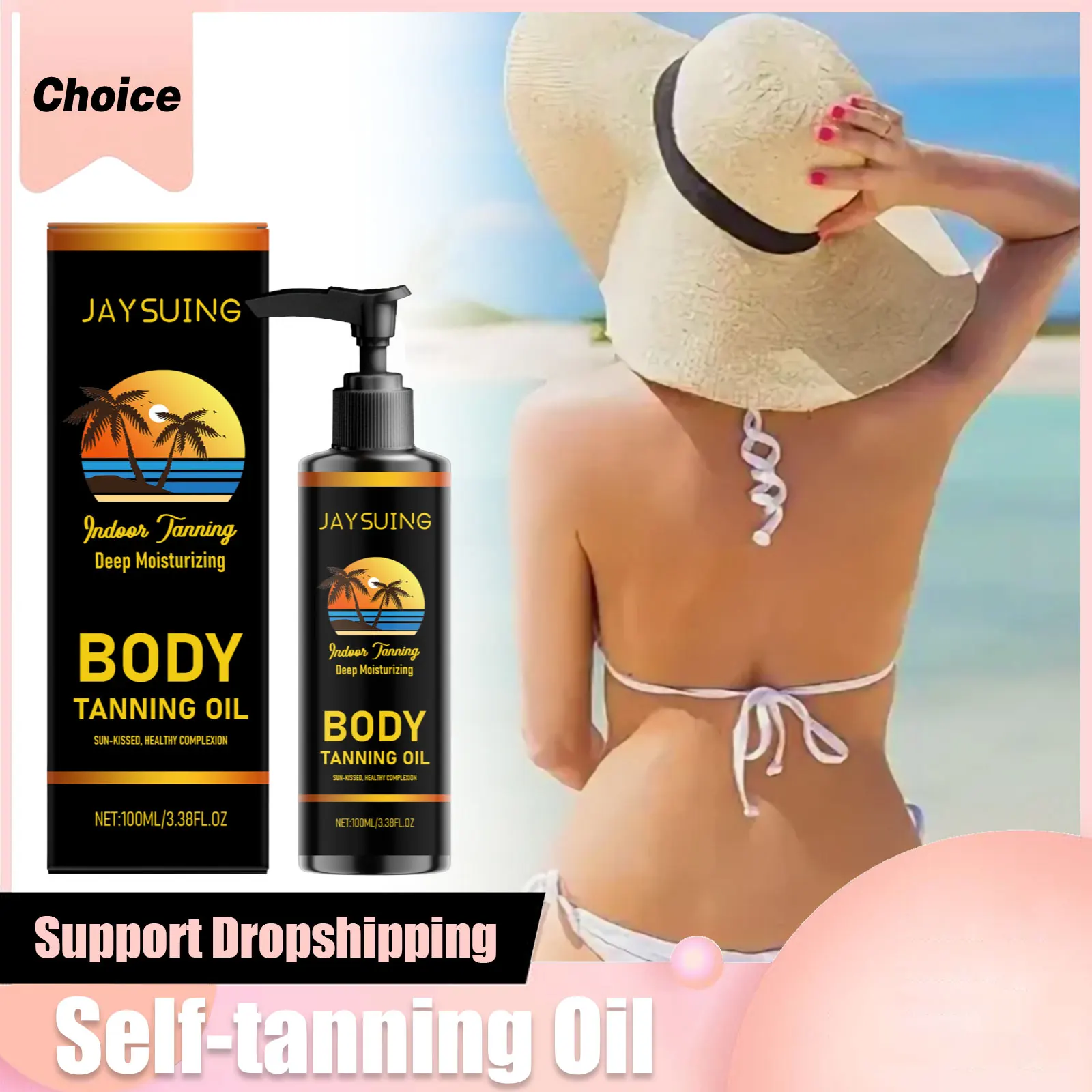 Sunless Tanning Oil Body Self Tanner Instant Tan Enhancer Booster Water-Resistant Moisturizing Hydration Darkest Bronzing Drops