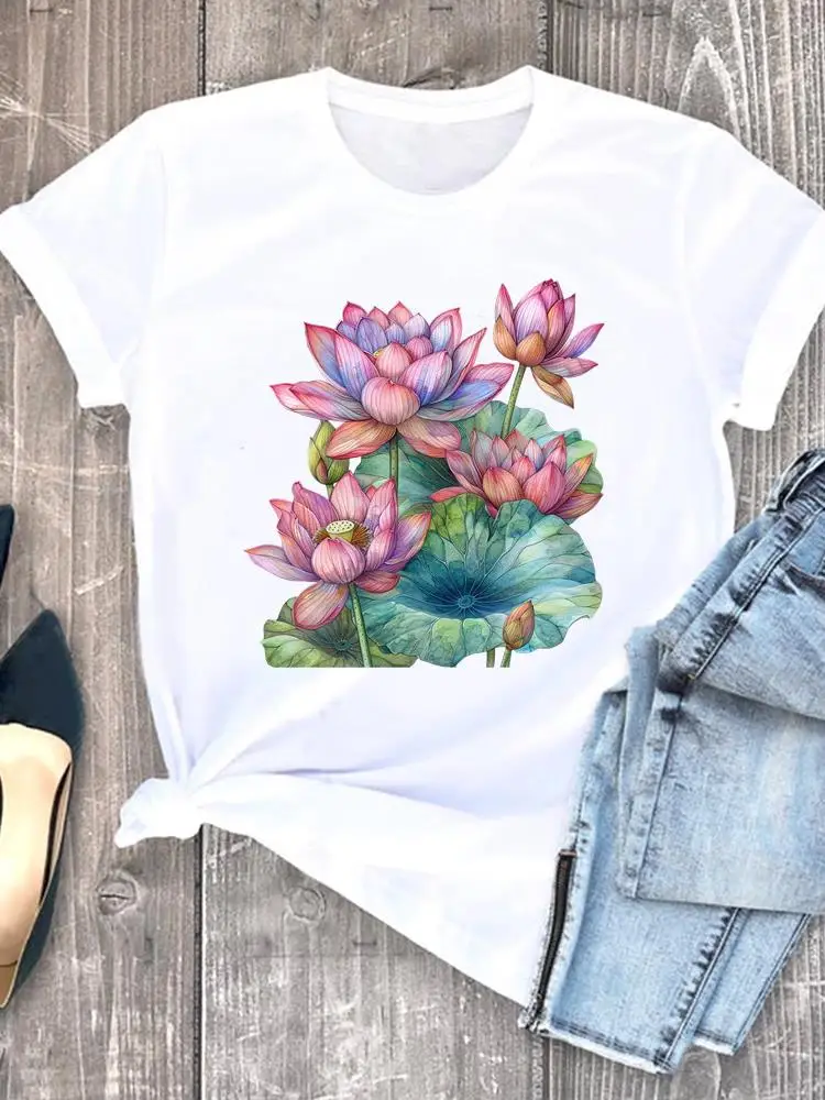 Women Clothing Trend Cute 90s Fashion White Tee Clothes Print Womens Casual Ladies Graphic T Short Sleeve O-neck T-shirts