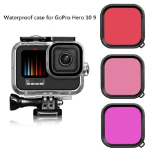 

For GoPro Hero 10 9 Black Case Waterproof 60M Housing Diving Protective Underwater Dive Cover For Go Pro 9 10 GoPro9 Accessories