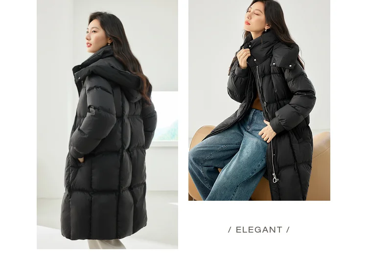 Vimly White Duck Down Puffer Jackets Women Winter Warm Long Down Coat 2023 Windproof High Neck Detachable Hood Outerwear 50636