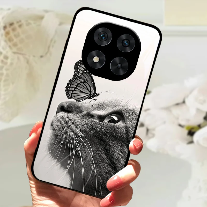 Cute Animal Tempered Glass Phone Case with Shockproof Bumper