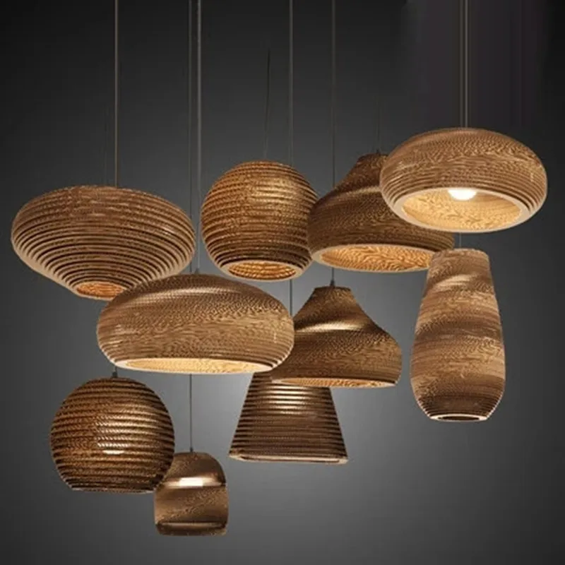 

Creative Vintage Rural Cardboard Paper Ball Honeycomb Lamp Bra Loft Warm Light Lantern Pendant Lights For Home Bar Bedroom Decor