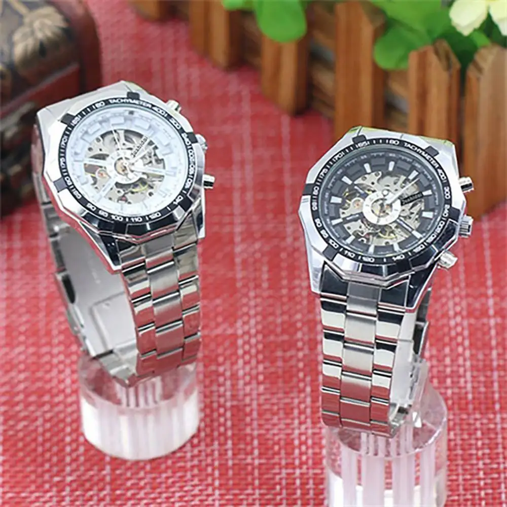 Fashion Watch Men Hand-Winding Skeleton Automatic Mechanical Stainless Steel Sport Wrist Watch