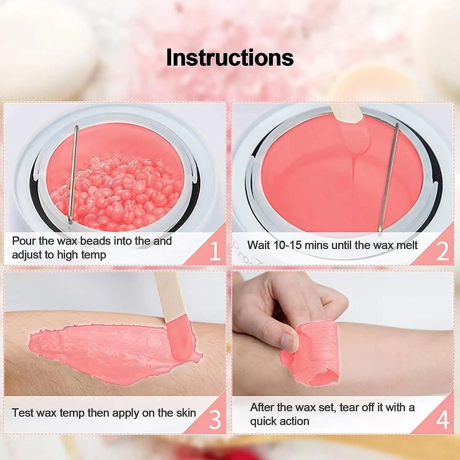 Hard Wax Beads 3.5 Oz 100g for Hair Removal 10 Sticks Brazilian Waxing for Bikini Face Eyebrow Chest Legs Armpit Women Men