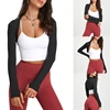 Womens Long Sleeves Shrug Cardigan Ladies Open Front Crop Cardigan All-matching Sport Crop Tops for Yoga Running Gym 1