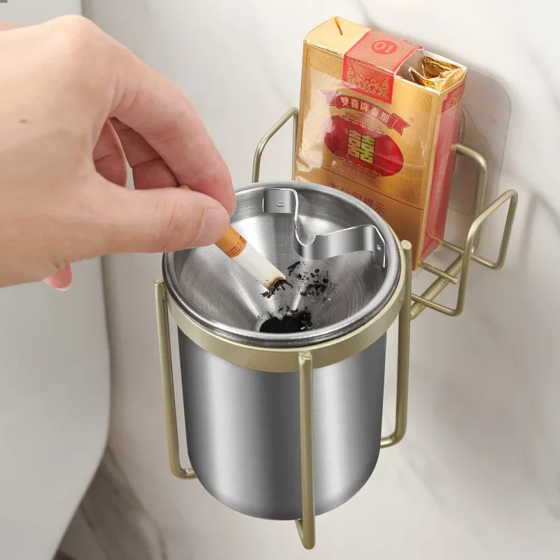 

1Pc Wall Mounted Stainless Steel Ashtray Smoke Holders Kitchen Bathroom Toilet Toothbrush Toothpaste Cup Holder Anti-dust Flying