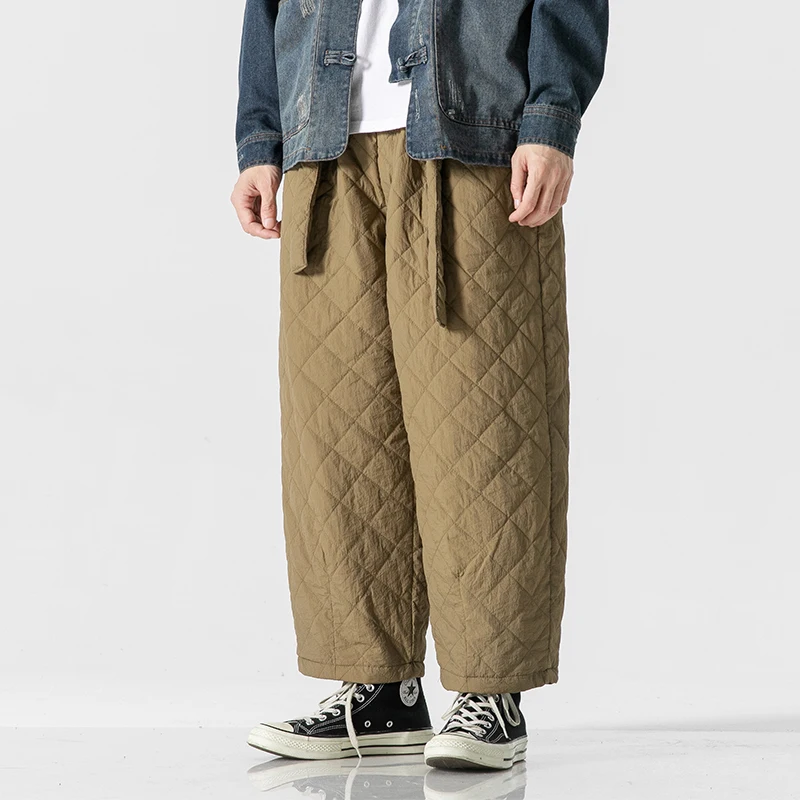 Men Cotton Pants Winter Thickened Cotton Padded Casual Warm Chinese Style Sportwear Drawstring Sweatpants