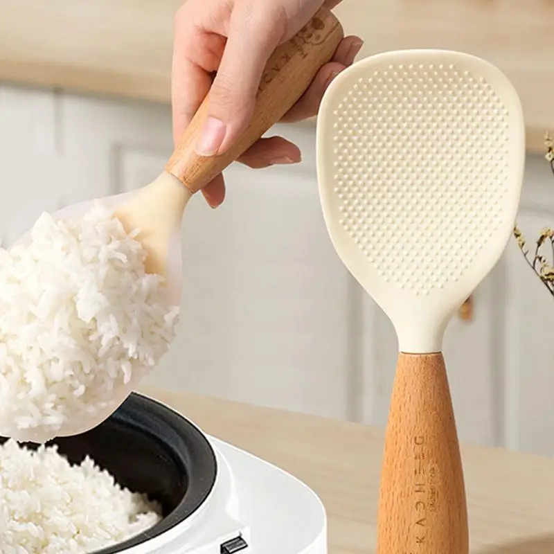

Rice Spoon Paddle Anti-Scalding Rice Paddle With Wooden Handle High Temperature Resistant Scooper Food Spatula kitchen accessory