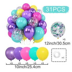 Mermaid-Themed Popcorn Boxes for Birthday and Baby Shower Decorations (31pcs balloons)
