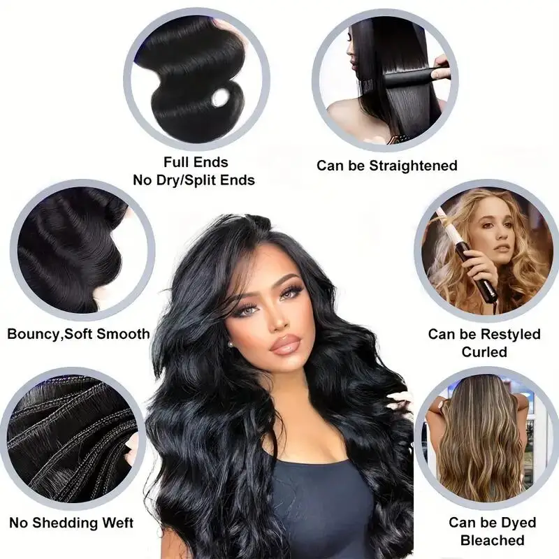 4 Bundles Body Wave Hair Unprocessed Brazilian Virgin Weave Body Wave Human Hair Extensions For Women Natural Color 400g