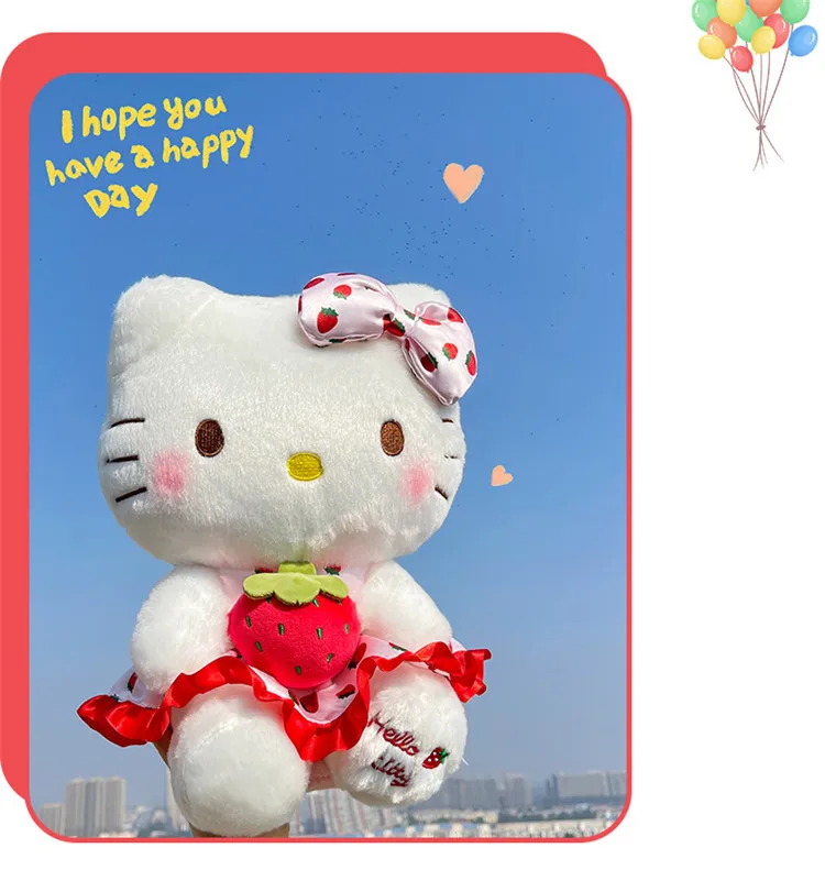 Hello Kitty Strawberry Plushies Stuff Doll Children Girl Throw Pillow Giant Stuffed Cuddly Gifts