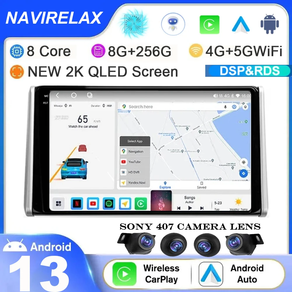 

Android 13 Auto For Toyota RAV4 XA50 2018 - 2020 Car Radio carplay Multimedia Video Player Navigation Stereo GPS No 2din 2 din