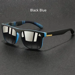 Vintage Square Luxury Sunglasses - Unisex Retro Eyewear with UV400 Anti - Glare Protection (Black Blue)