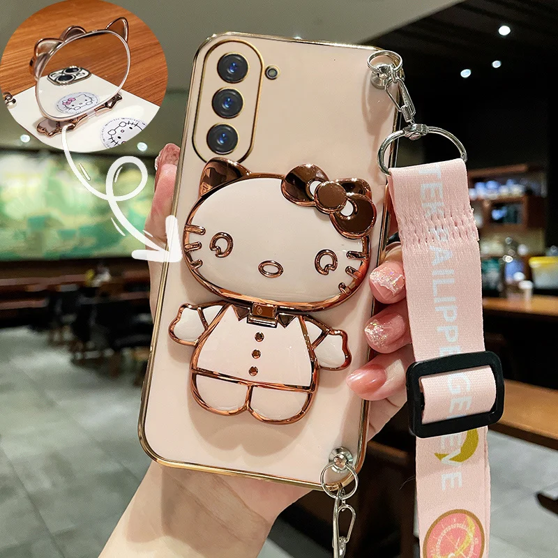 thumbnail image 1 of Hello Kitty Holder Bracelet Strap Lanyard Plating Phone Case For Samsung Galaxy A53 A73 A13 A23 A33 A12 A22 A32 A52 A52S A72 A04, 1 of 5