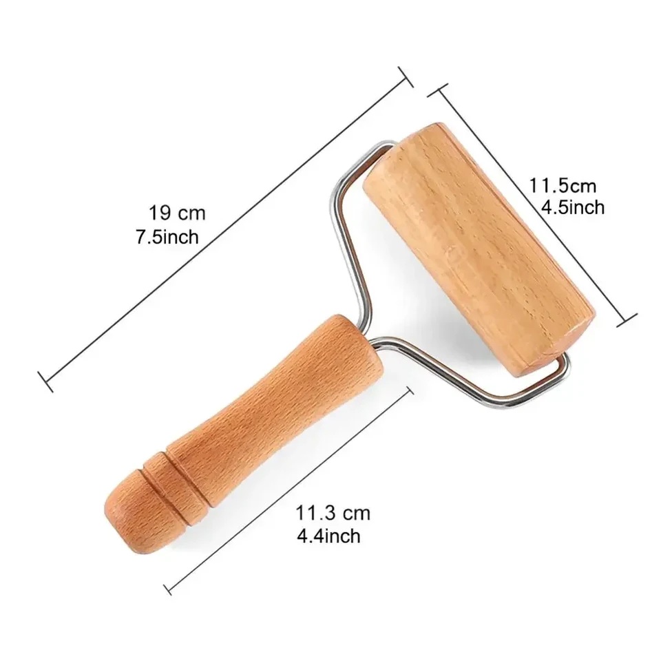 Mattarello a Rullo, Rullo per Pasta da 2 Pezzi con Raschietto per Pasta da 3 Pezzi, Piccolo e Medio Rullo per Pasta in Legno Adatto per Stendere la Pasta per la Pizza