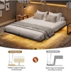 Queen Bed Frame with LED Lights, Metal Platform Bed with Heavy Duty Steel Slats and 4 Mattress Slide Stopper,Floating Bed Frame 3