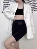 Women Casual Blazer Jacket With Letter Embellishment Design Spring Autumn New Long Sleeve Single Breasted Loose Suit Coat Female 4