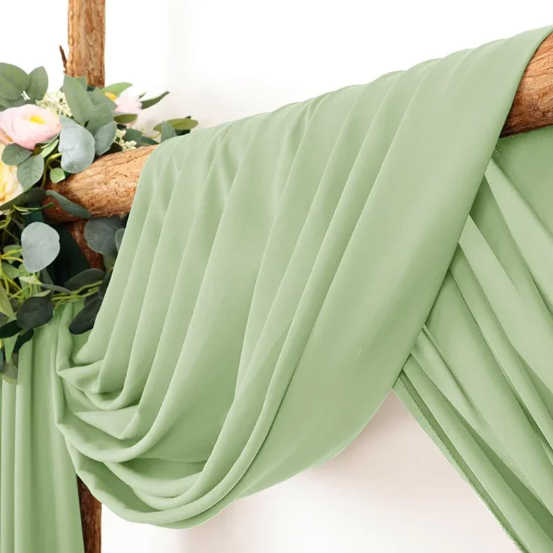Chiffon Fabric Curtains Sage Green Wedding Arch Chiffon Sheer Drapes for Baby Shower Birthday Party Backdrop Curtains Christmas Decoration Home Supplies