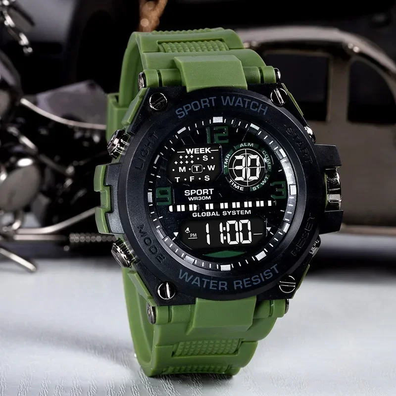 Men Tactical Military Watch Outdoor Sport Wristwatch Shock Resistant Black