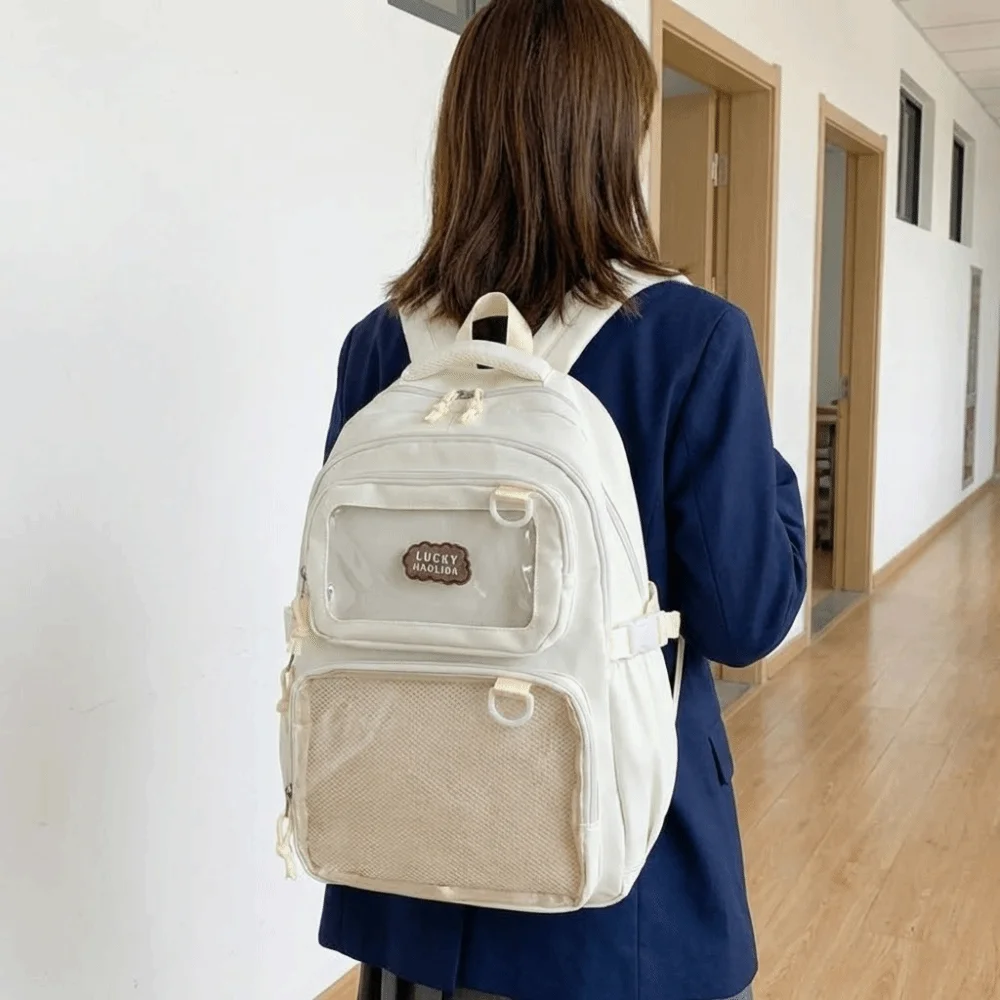 솔리드 컬러 나일론 이타 백팩 내구성 방진 학생용 가방 스크래치 방지 고정 웨빙 대용량 데이팩