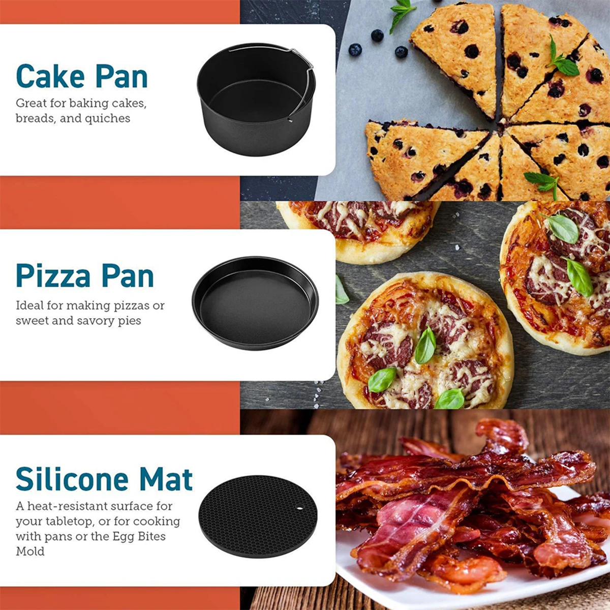 10 Pcs Air Fryer Accessories Set Fit All Airfryer 3.7/ 5.8QT Kitchen Oven