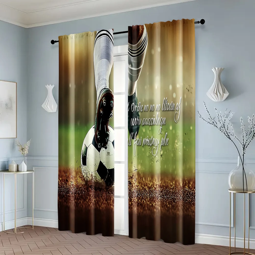 2pcs, Popular Curtains Inspirational Soccer Ball Versatile Fabric (without rod) Stuff Clearance Ldeal for Living Room, Bedroom, 6