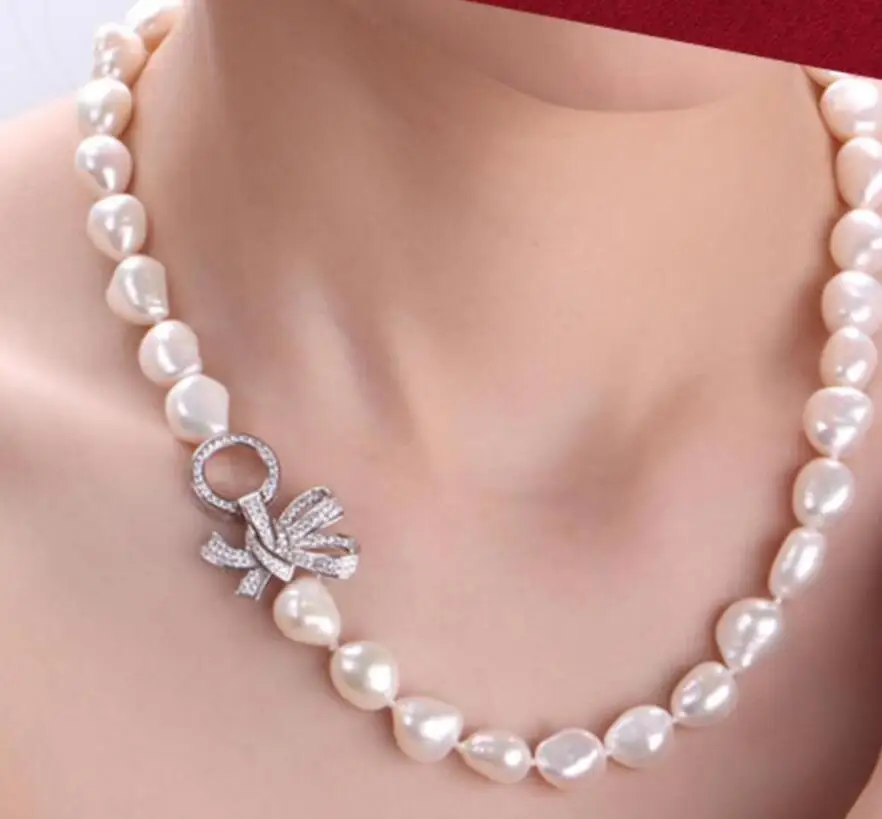 

seet of 11-12mm south sea white baroque pearl necklace 18