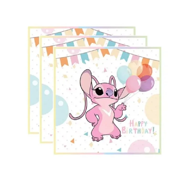 Birthday Party Supplies Pink Lilo and Stitch Angel Disposable Tableware Napkin Tablecloth Balloon Girls Baby Shower