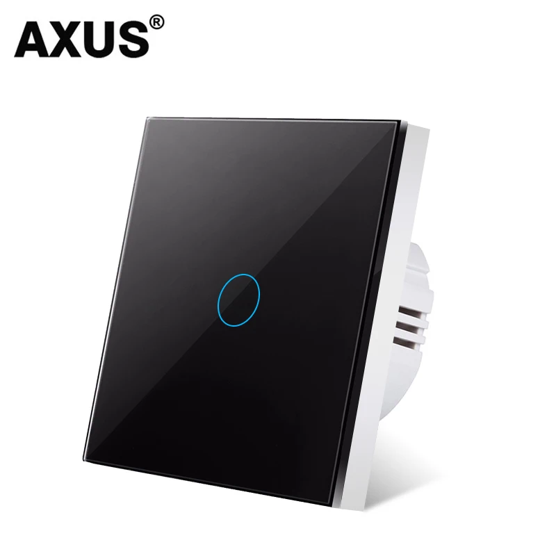 Axus ue interruptor de toque AC100-240V led backlight painel vidro cristal temperado luz parede interruptores sensoriais 1/2/3 gang interruttore