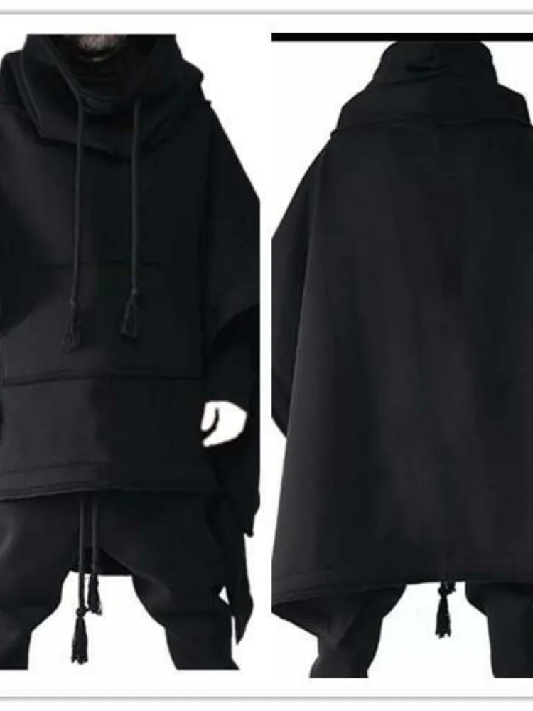 Men's Oversized Autumn Winter Coat Hooded Jaet Mid-Length Loose Fit Fce Lined Windbreaker Personali Outerwear Coat