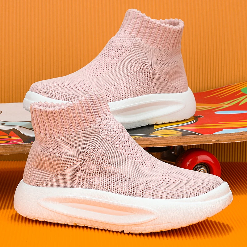 Kids Sneakers Boys Girls Running Sneakers Walking Light Breathable Mesh Casual Sock Shoes Non-slip Sports Boys Shoes