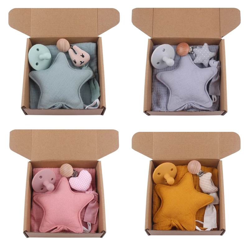 

3pcs/set Baby Pacifier Wooden Clips Cotton Soothing Towel for Infant Newborn Nipple Holder Shower Birthdays Gift 40JC