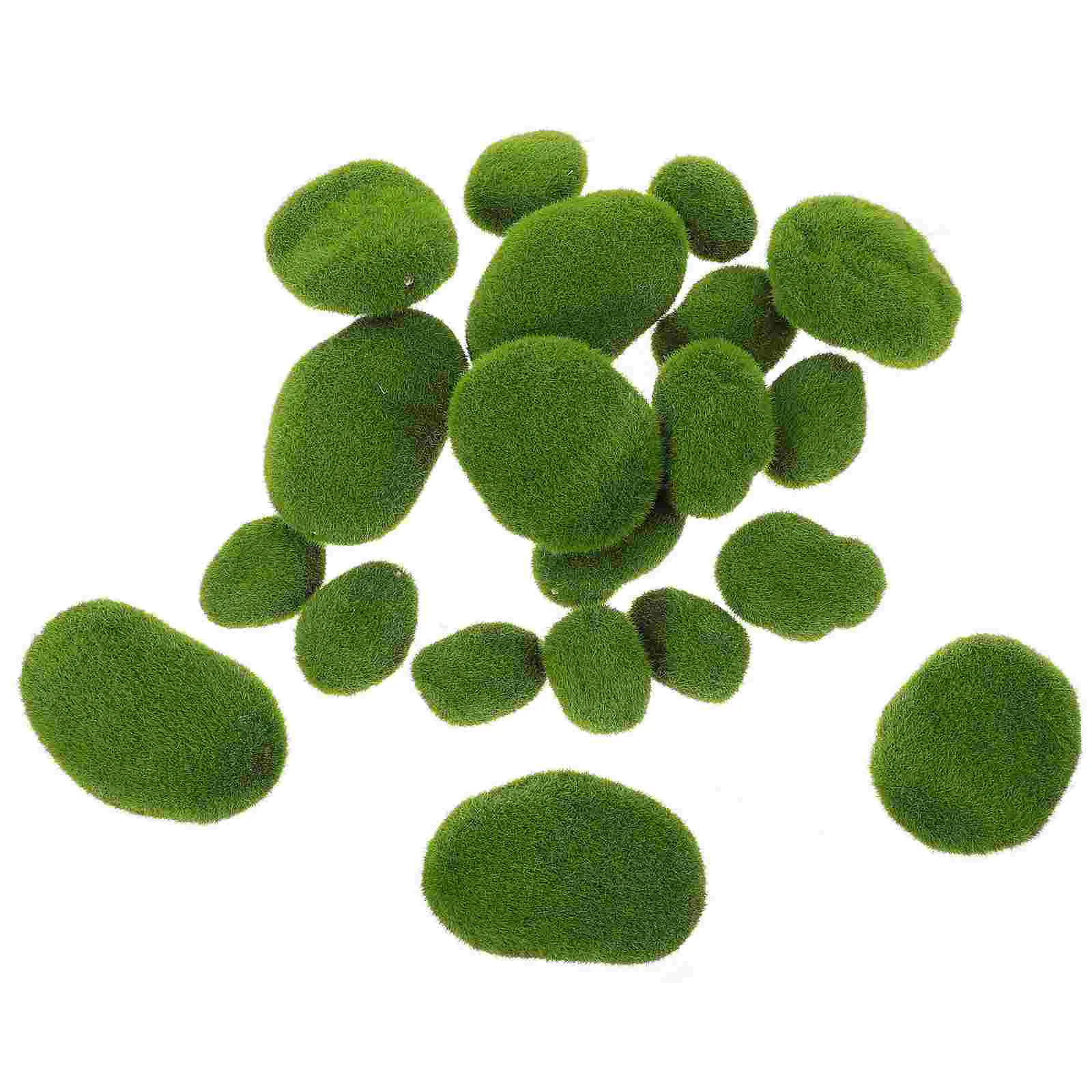 20 Pcs Round Green Wall Bonsai Office Home Decor Dolls House Chandelier Plastica Realistica Mossy Stone