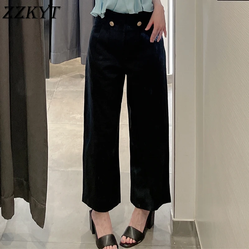 

Women's Autumn Wide Leg Pants Women Vintage Loose High Waist Office Lady Suit Female Elegant Harajuku New Trousers Clothes