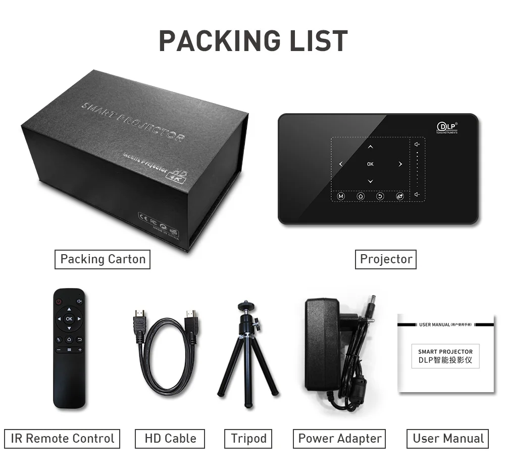 2026 프로젝터 P10-II 특가 판매 맞춤형 로고 미니 3D 4K 150 루멘 DLP 9000mAh 안드로이드 9.0 프로젝터