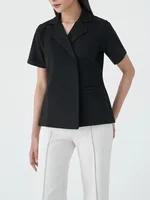 BJTZ 2026 Spring Summer Women Solid Color Single Breasted Short Sleeve Jacket Office Casual Work Tops - Image 4