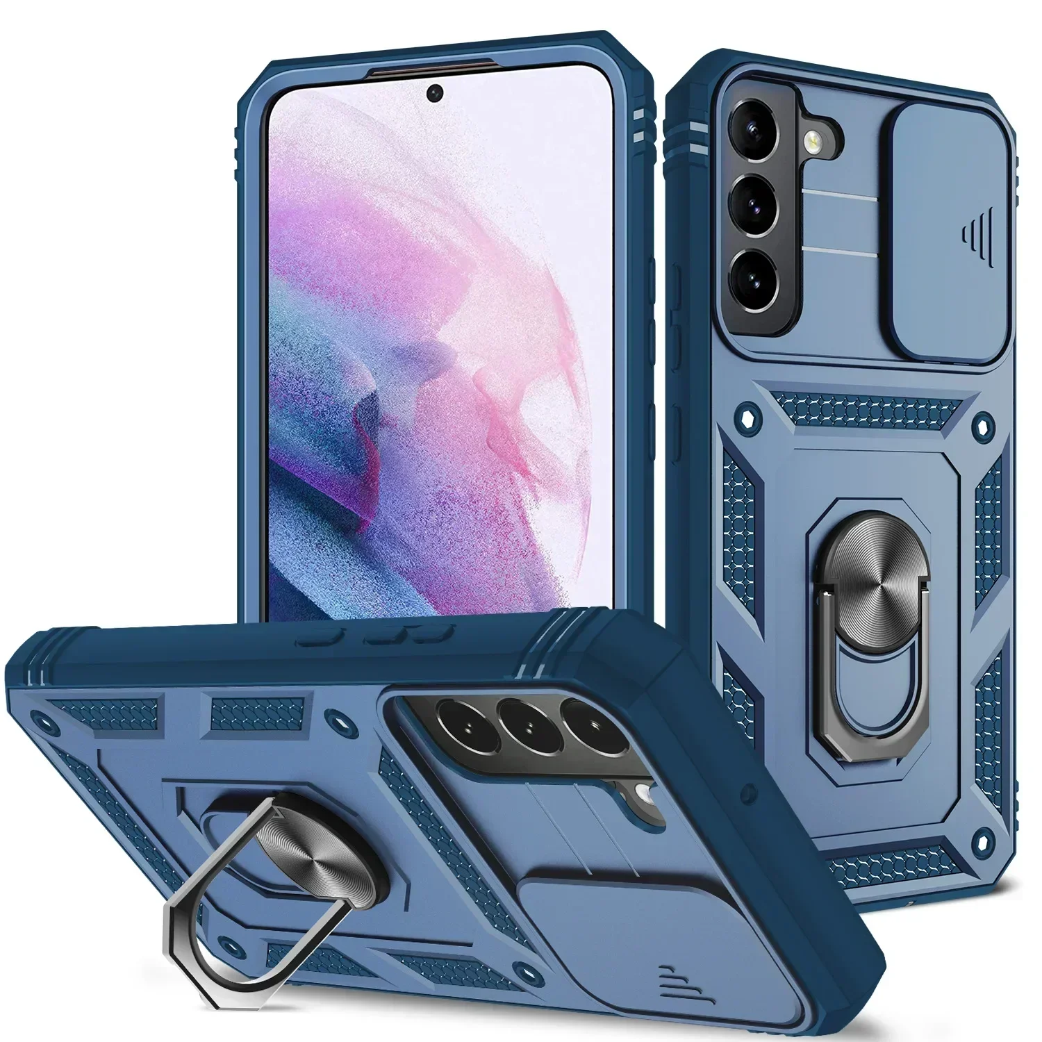 Heavy Duty Shockproof Case with 360° Rotating Kickstand and Camera Protection