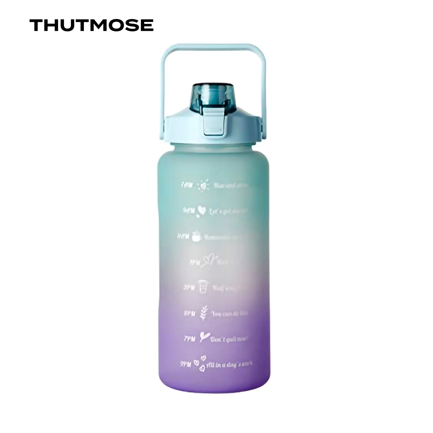 2L Motivational Water Jug with Straw and Time Marker