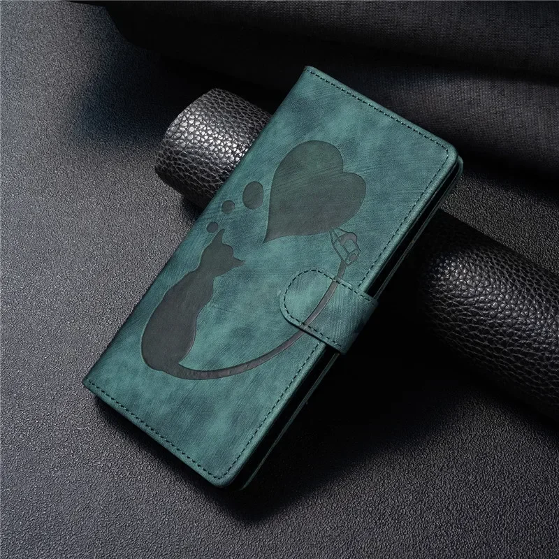 Cat Leather Phone Case - Stylish Flip Cover & Wallet Bag in Premium Design