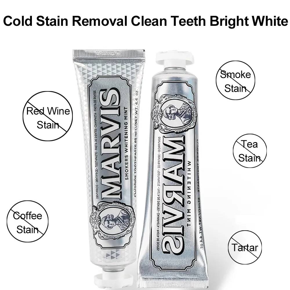Teeth Whitening Product Marvis Toothpaste Whitening Mint Freshen Breath Italy Original Remove Smoke Stains 85ml