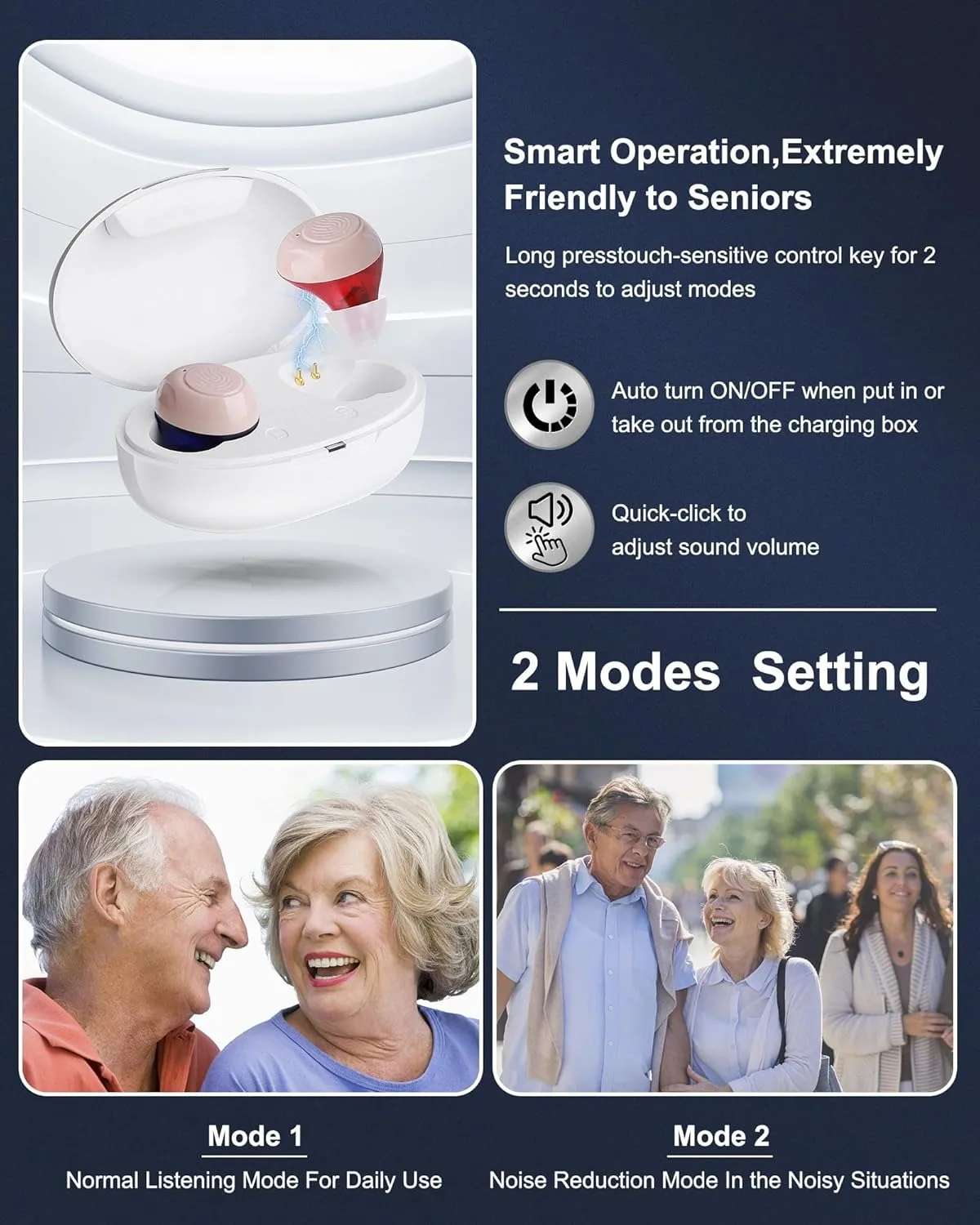 OTC Rechargeable Hearing Aid, Long Battery Life, Intelligent Noise Reduction, Excellent Comfort, Almost Invisible Hearing Aid 5