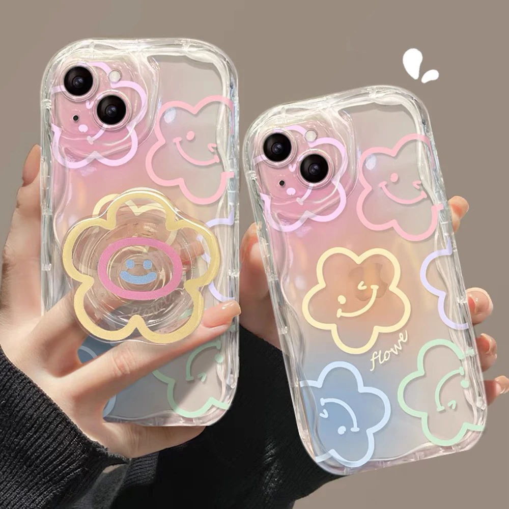 Colorful Flower Wrist Chain Phone Case - Vibrant Design with Enhanced Grip