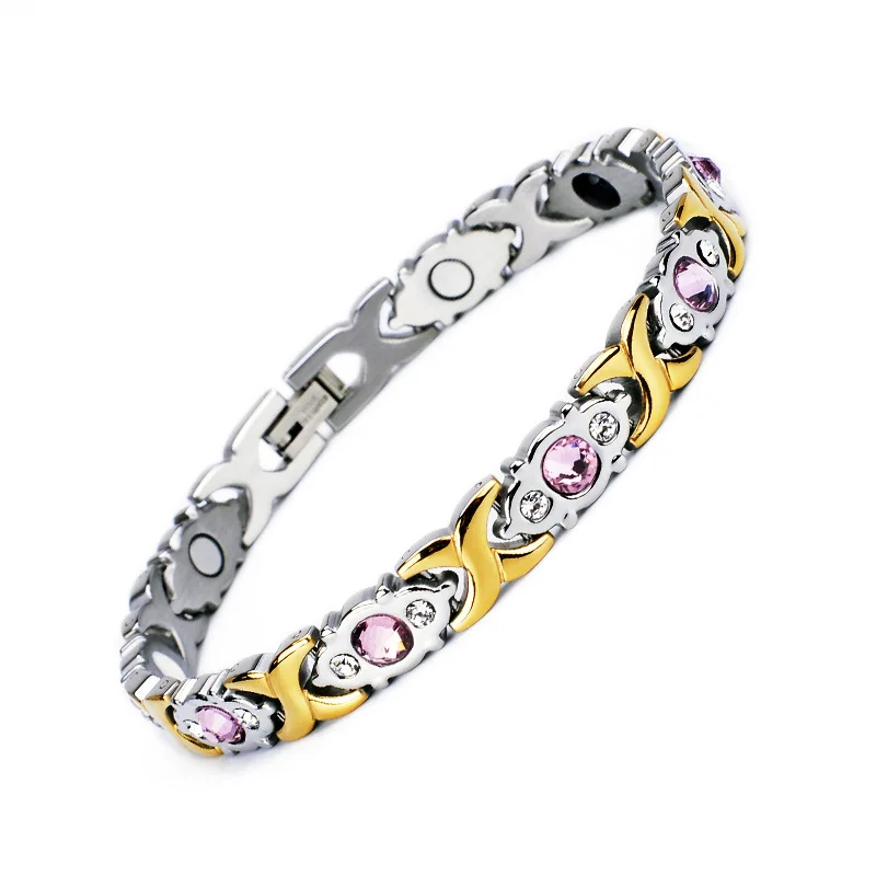 Titanium Steel Zirconia Bracelet Negative Ion Magnetic Energy Germanium Antioxidant Slimming Fat Burning Health Women's Bracelet