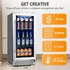 Beverage Refrigerator,15 Inch 96 Cans Beverage Cooler Small Wine Fridge Built-in or Freestanding with Auto Defrost,Glass Door 2