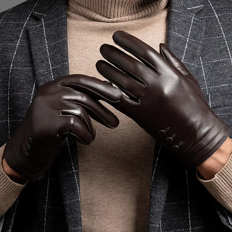 メンズレザーグローブ,本物のシープスキン,薄い,運転用,新しい2022