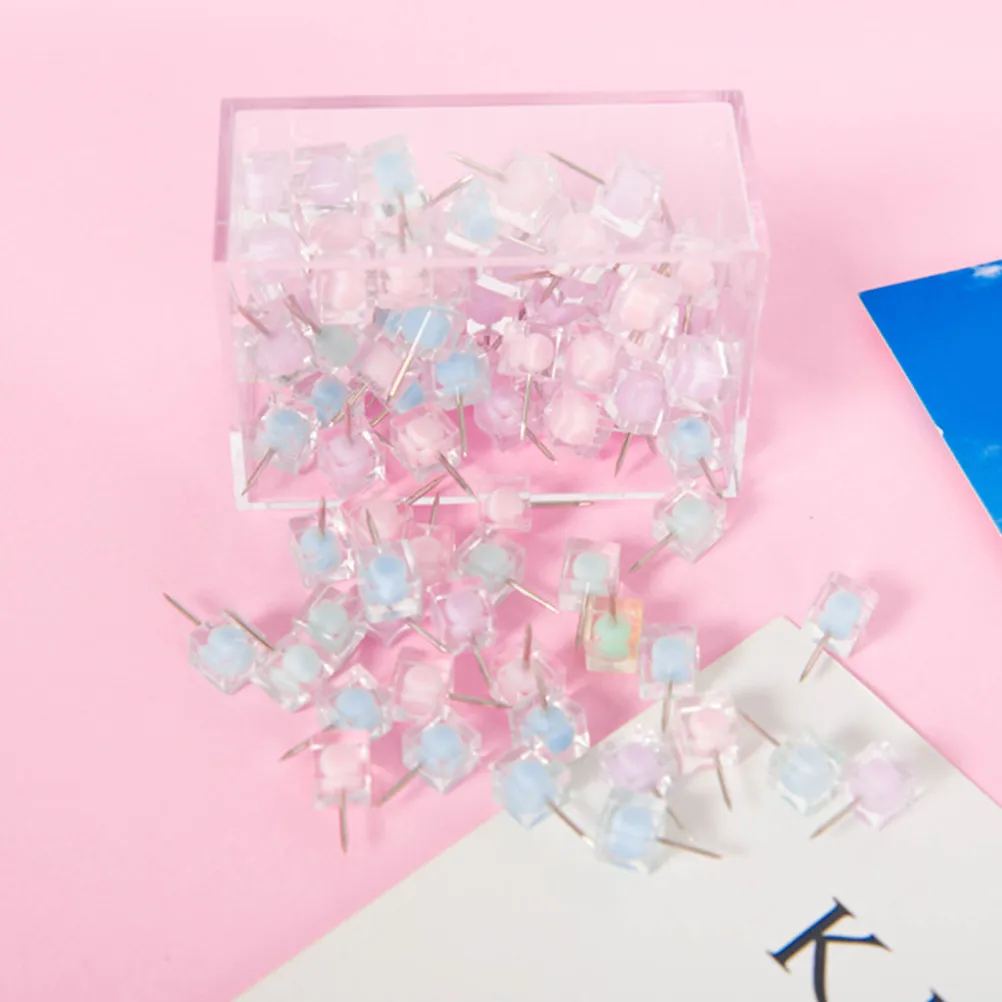 80개 멀티 컬러 푸시핀, 코르크보드, 화이트보드, 가정, 사무실, 학교용 창의적인 압정, 투명 압정