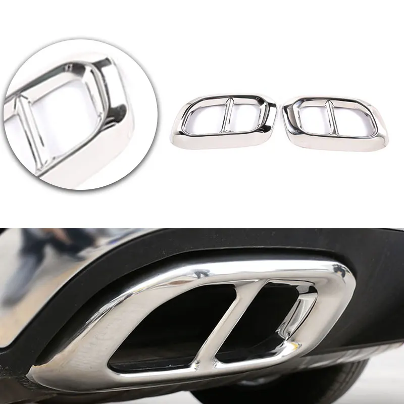 

For Mercedes Benz GLE350 GLE450 GLC GLS W167 X253 X167 2020 Rear Exhaust Tail Pipe Muffler End Pipe Silver Decoration Cover