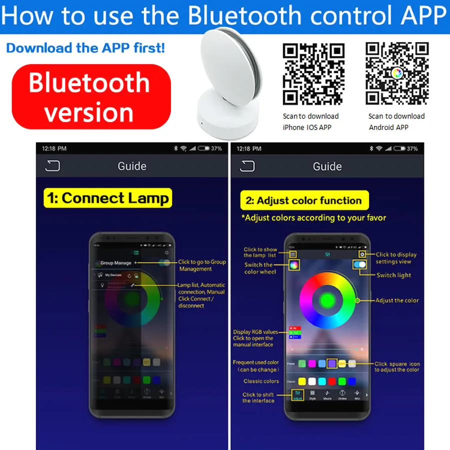 12W LED Wall Lighting RGB Bluetooth Remote Windows Sill Lamps 110V 220V For Home Door Frame Corridor Balcony Garage Hotel Lights