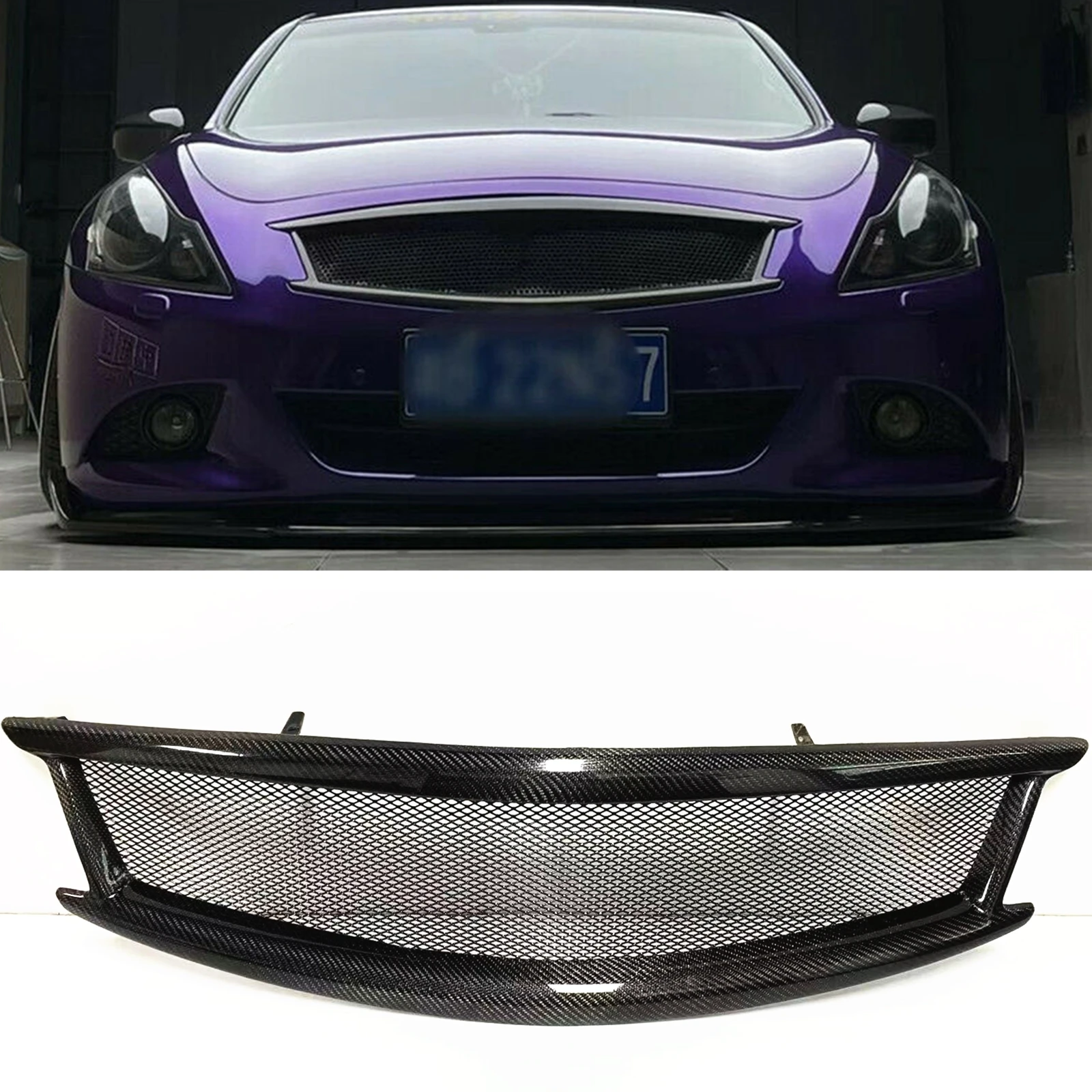 Front Grille Grill Style For Infiniti G G37 Nissan Skyle 20102014 4 Door Real Carbon